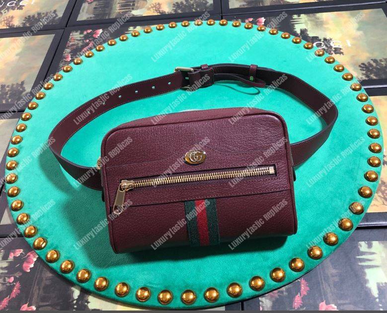 G*u*i ophidia burgundy leather small belt bag