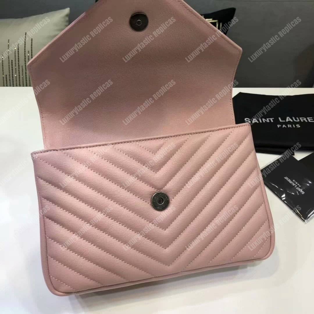 Saint Laurent Classic Medium College Monogram Pink Silver-Toned