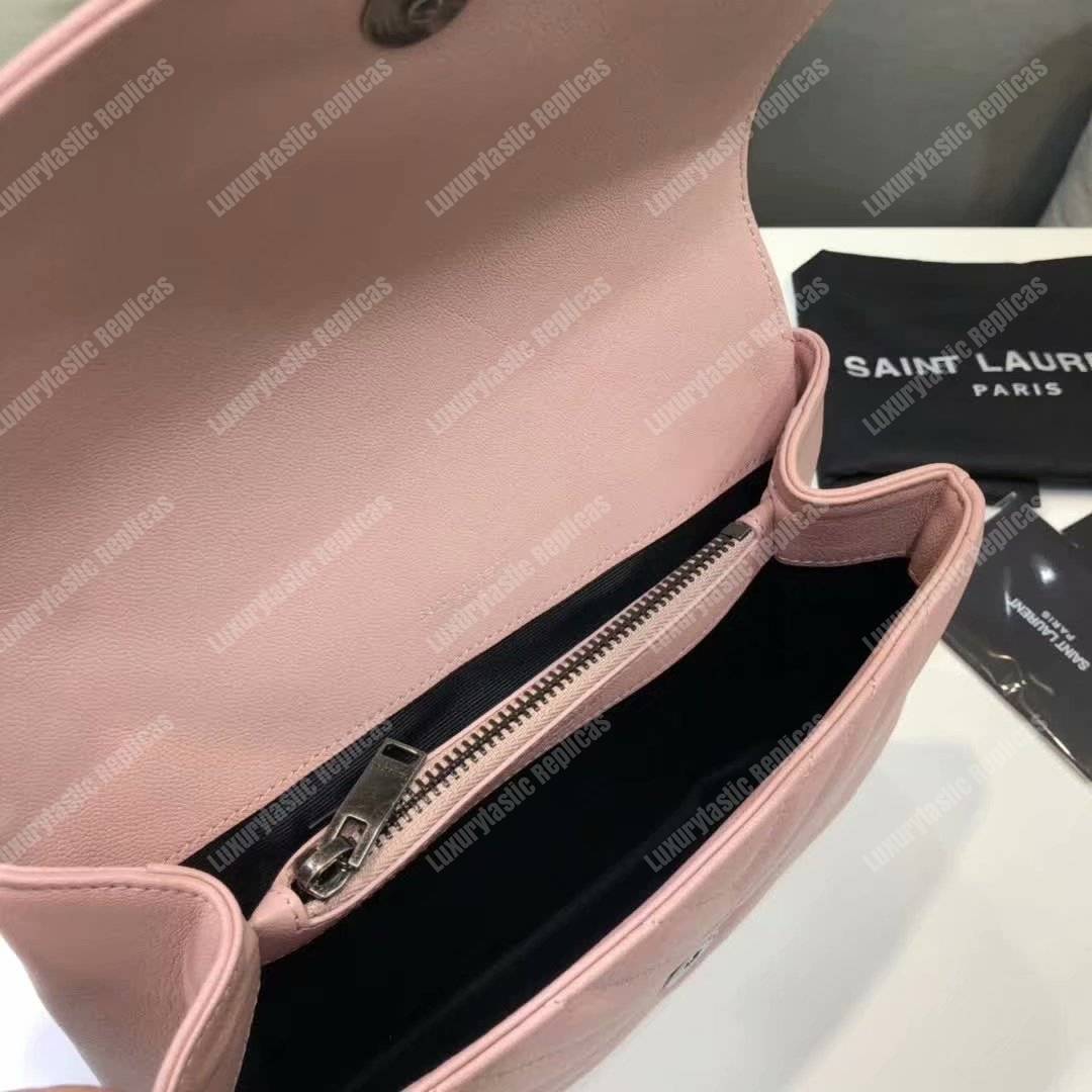 Saint Laurent Classic Medium College Monogram Pink Silver-Toned