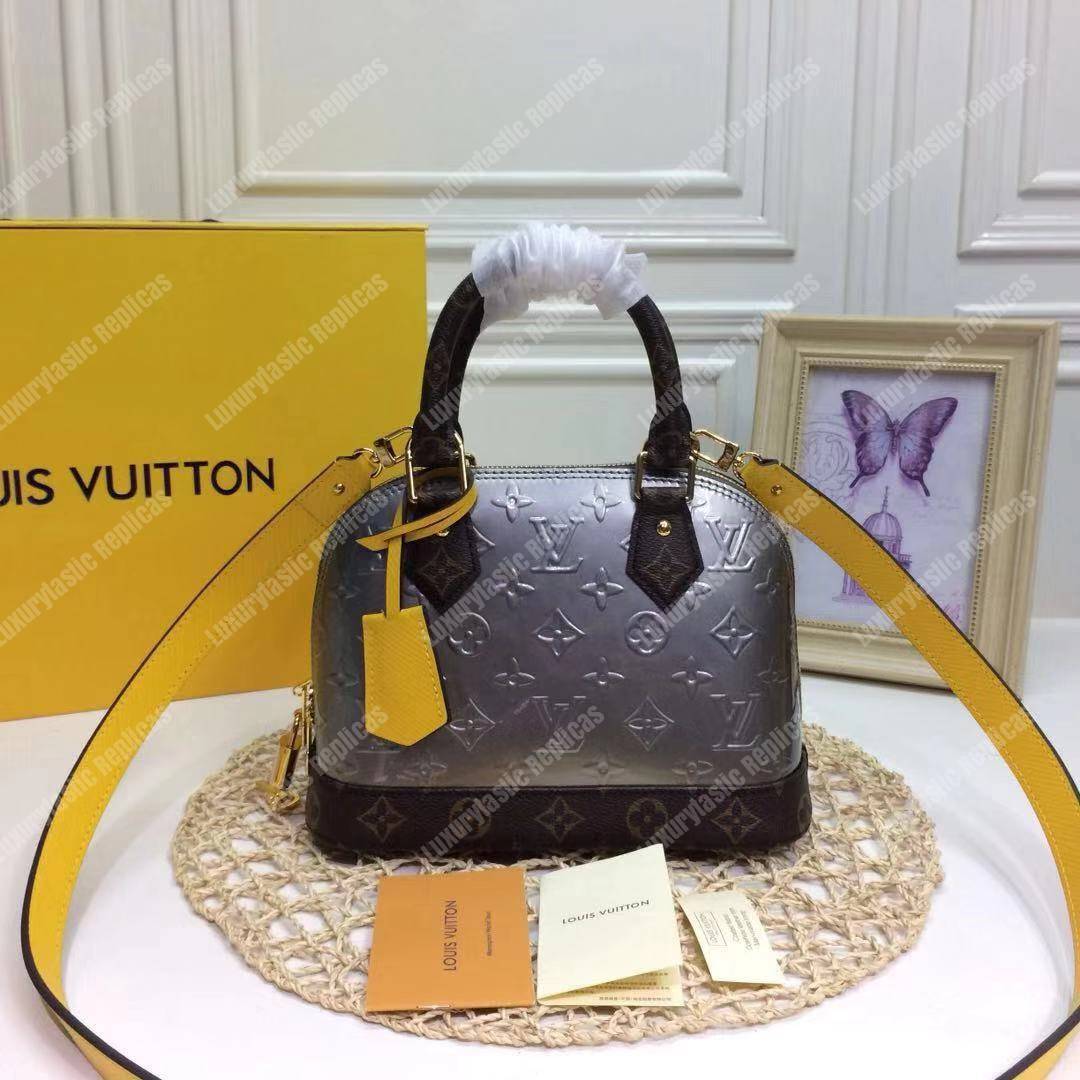 LV Alma BB Metallic Monogram Vernis Patent leather