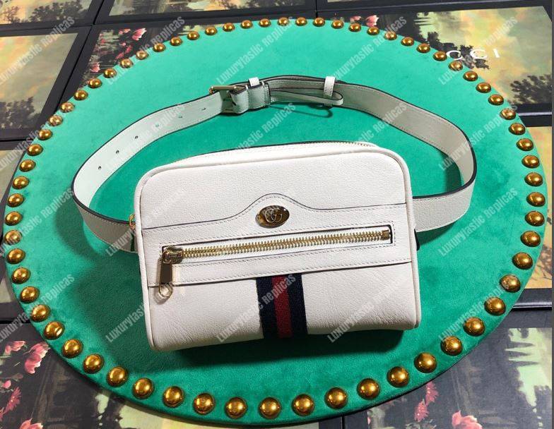 G*u*i ophidia white leather small belt bag