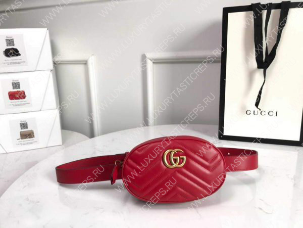 G*u*i gg marmont matelassé leather belt bag 476434 red
