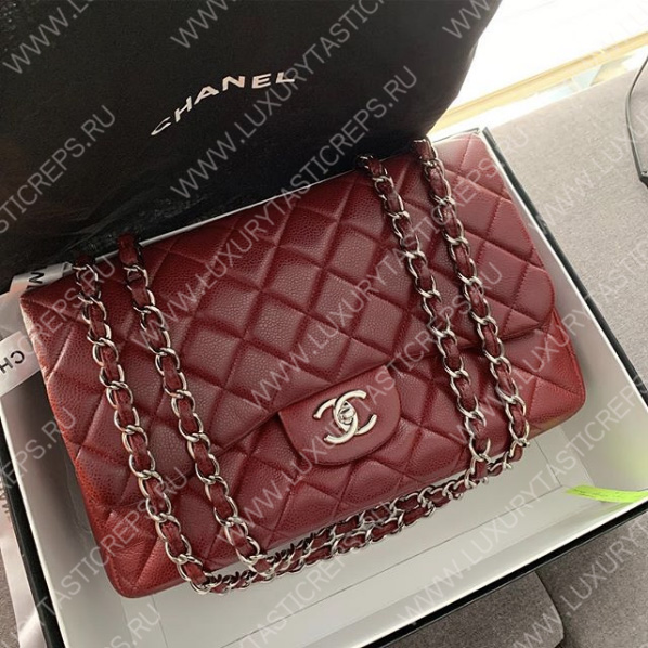 Ch*el classic flap bag burgundy a58600