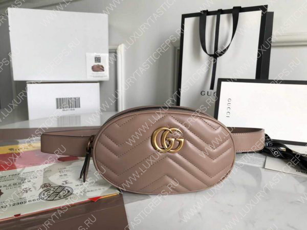 G*u*i gg marmont matelassé leather belt bag 476434 beige
