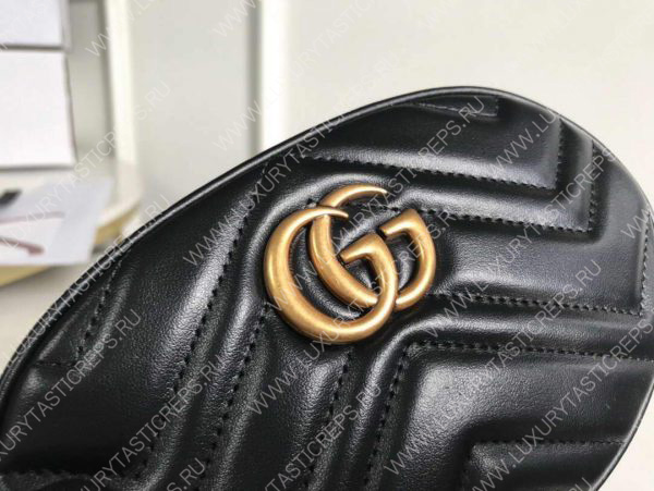 G*u*i gg marmont matelassé leather belt bag 476434 black