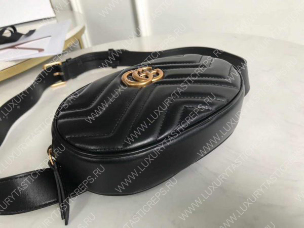 G*u*i gg marmont matelassé leather belt bag 476434 black