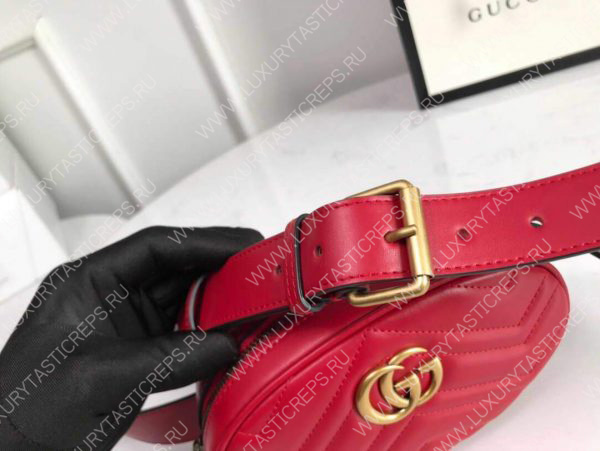 G*u*i gg marmont matelassé leather belt bag 476434 red