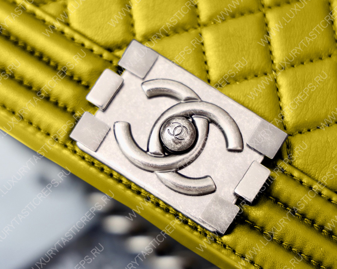 Ch*el boy handbag yellow gold metallic a67085