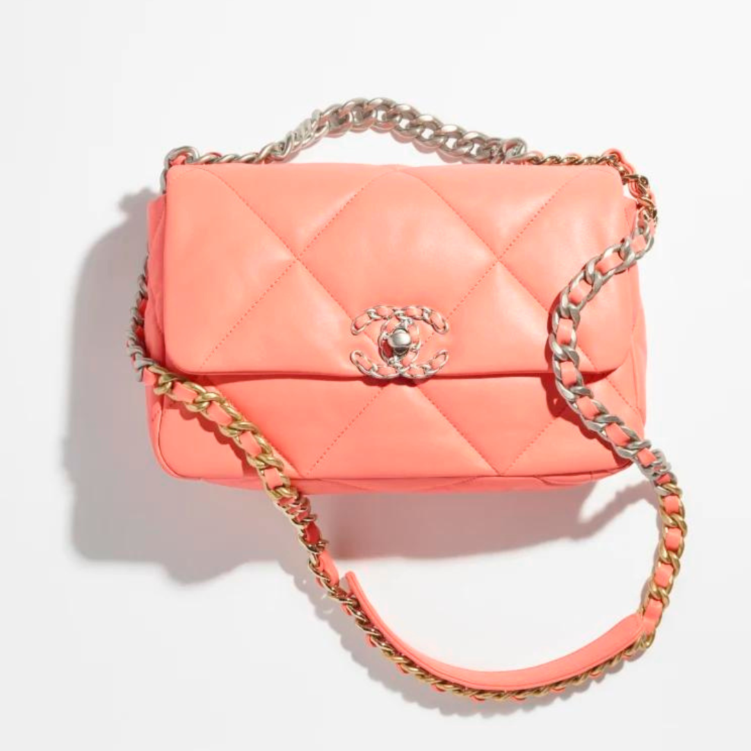 Ch*el 19 handbag light orange as1160