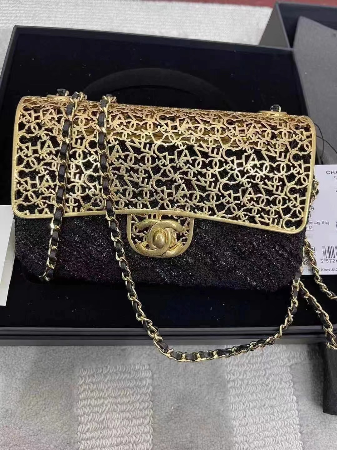 Ch*el mini evening bag light black as3526