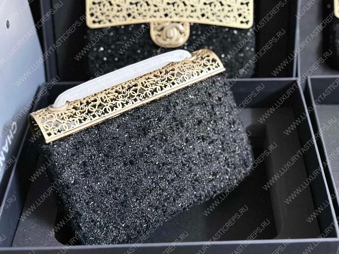 Ch*el mini evening bag light black as3526