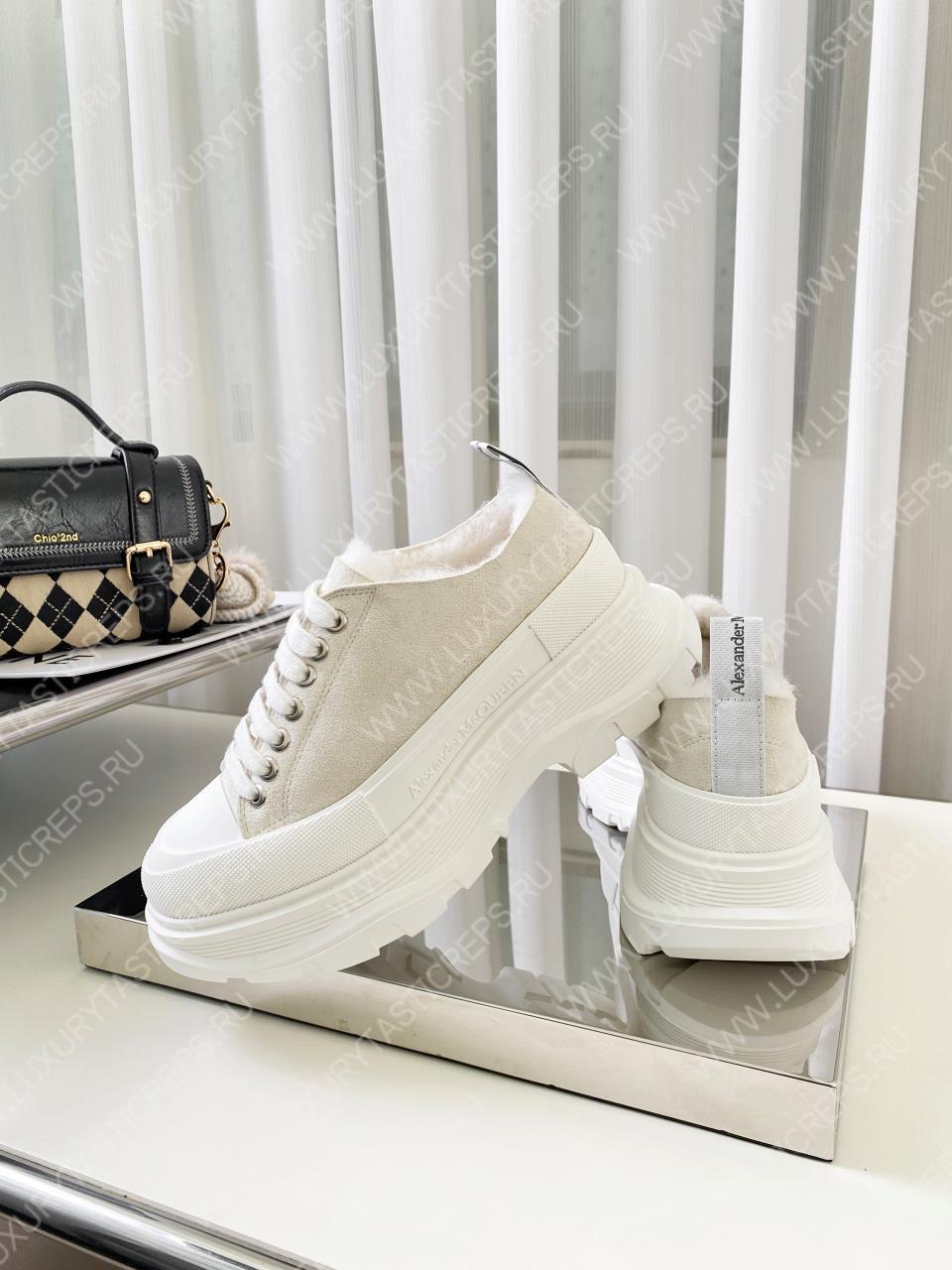 ALEXANDER MCQUEEN TREAD SLICK LACE UP SHOES WHITE 604257W4SX1