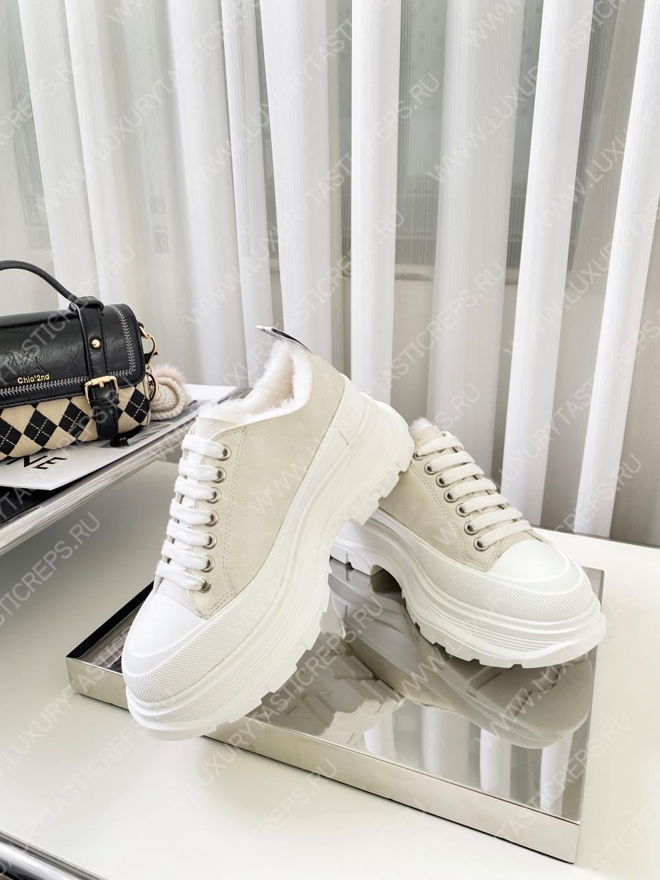 ALEXANDER MCQUEEN TREAD SLICK LACE UP SHOES WHITE 604257W4SX1
