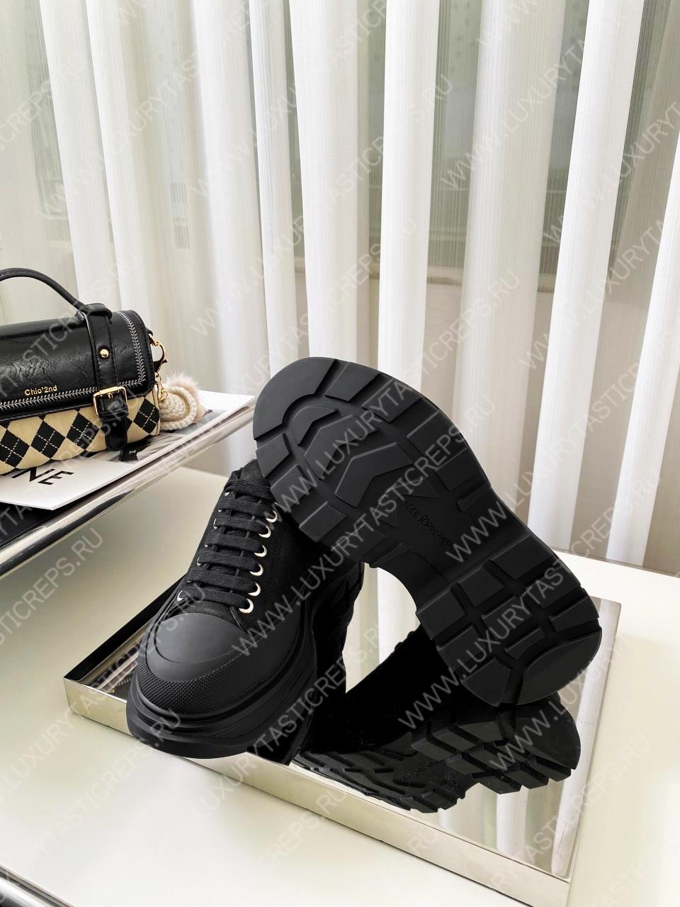 ALEXANDER MCQUEEN TREAD SLICK LACE UP SHOES BLACK 604257W4SX1