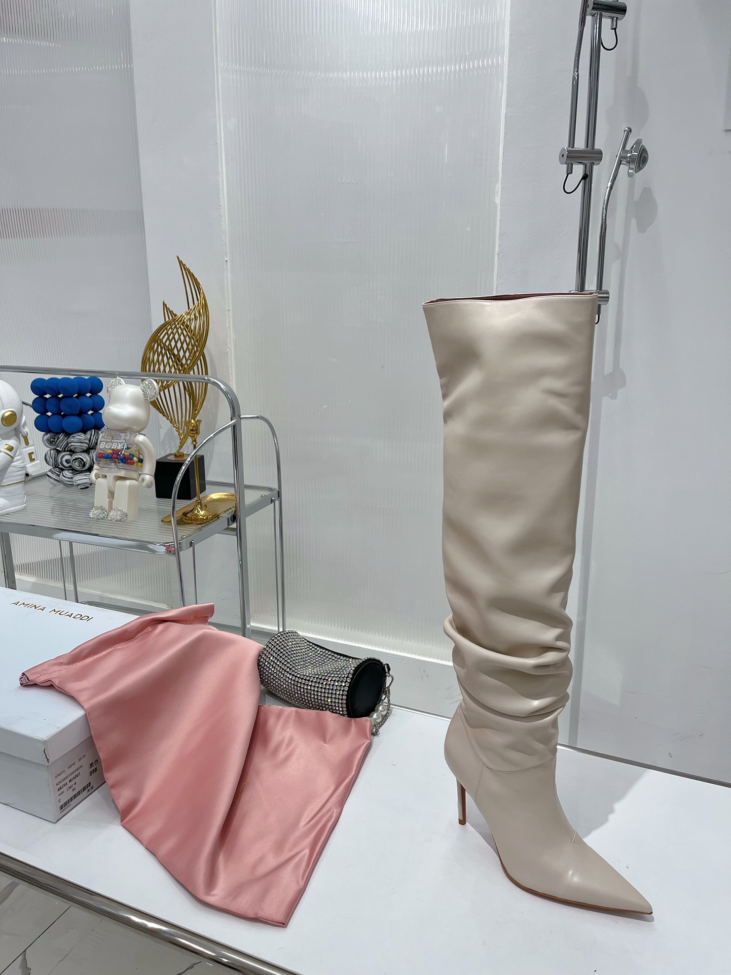AMINA MUADDI JAHLEEL THIGH HIGH BOOT OFF WHITE AM60001