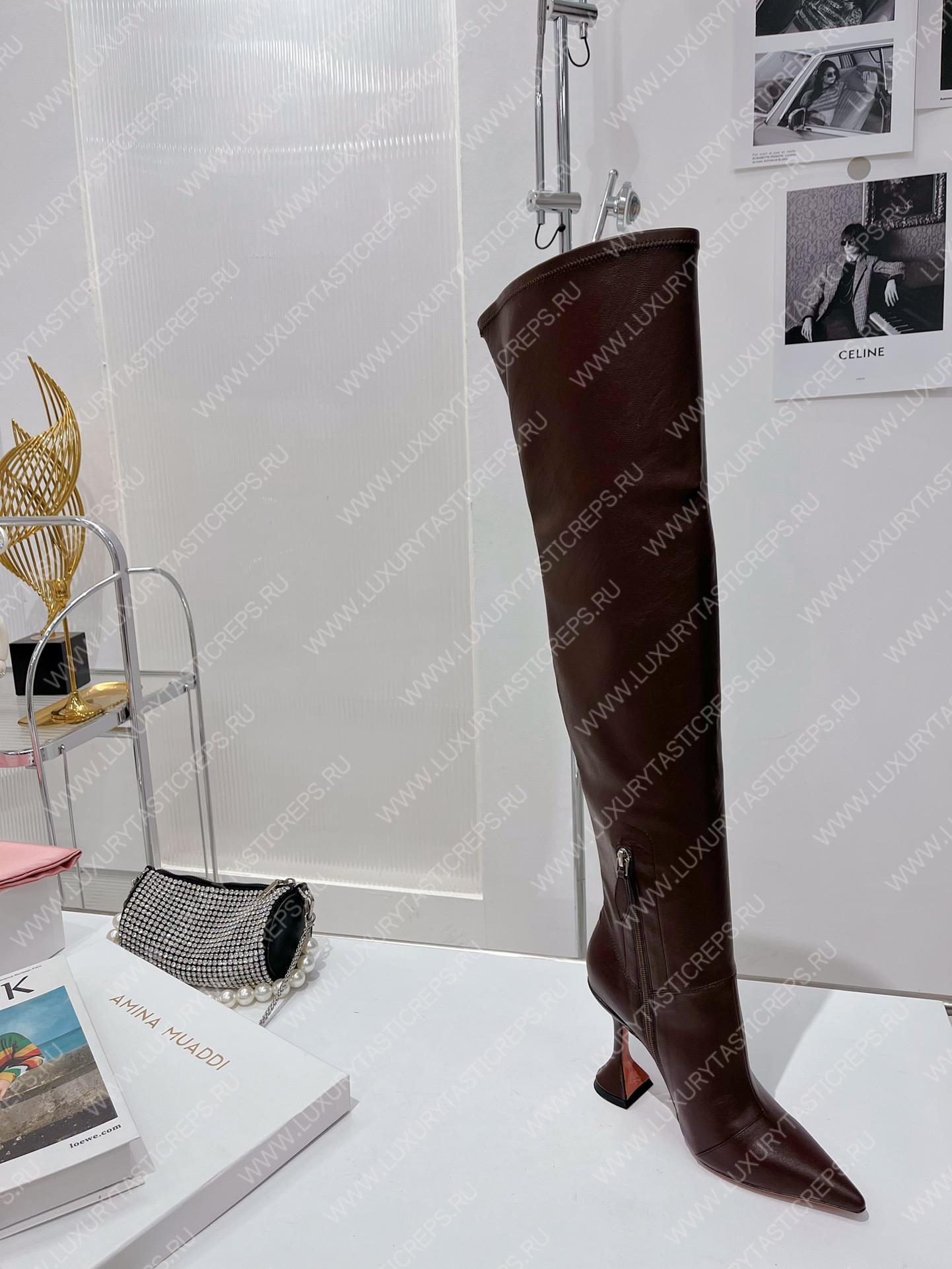 AMINA MUADDI LONG BOOT BROWN AM5001