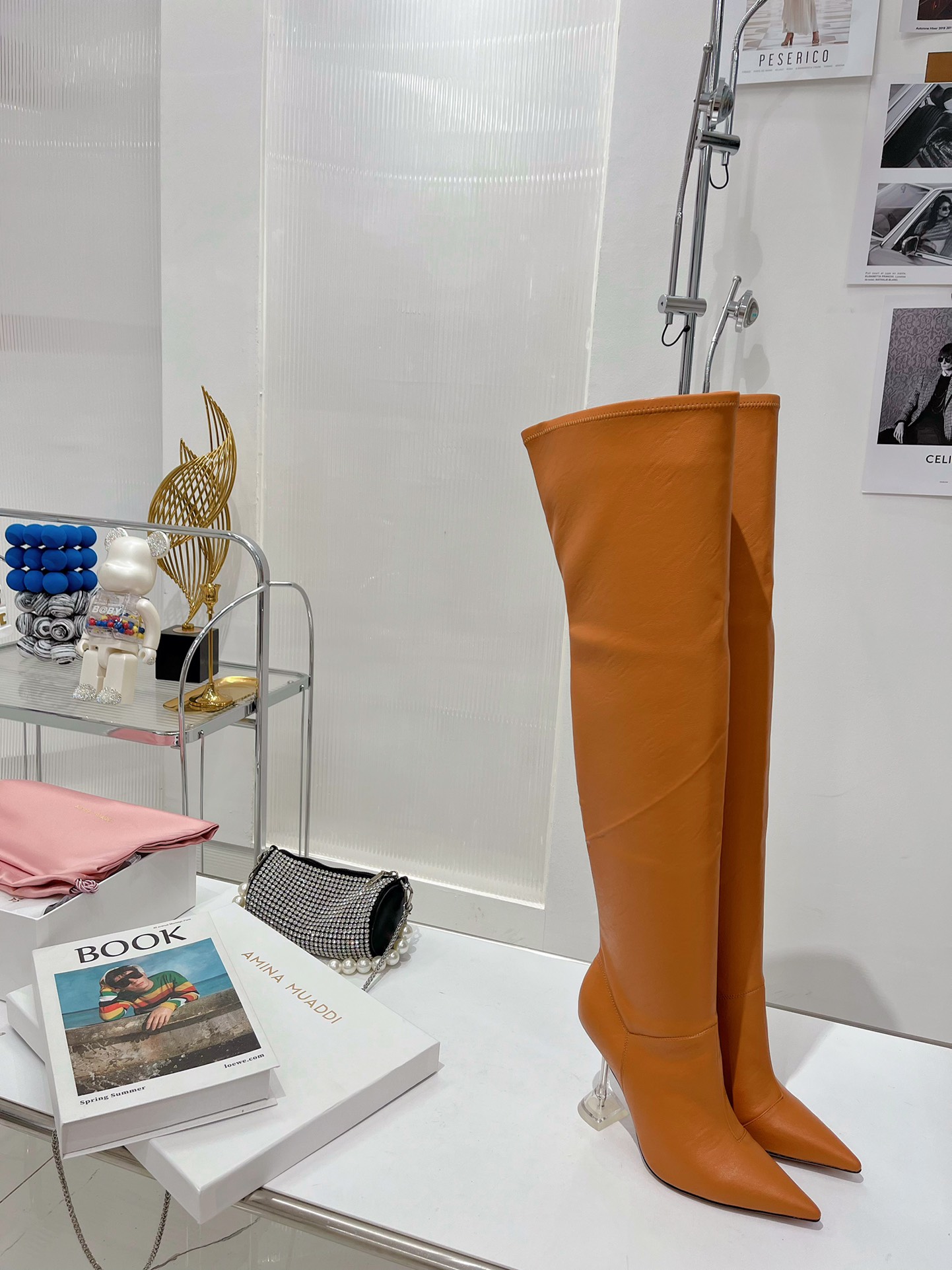 AMINA MUADDI LONG BOOT TAN AM5001