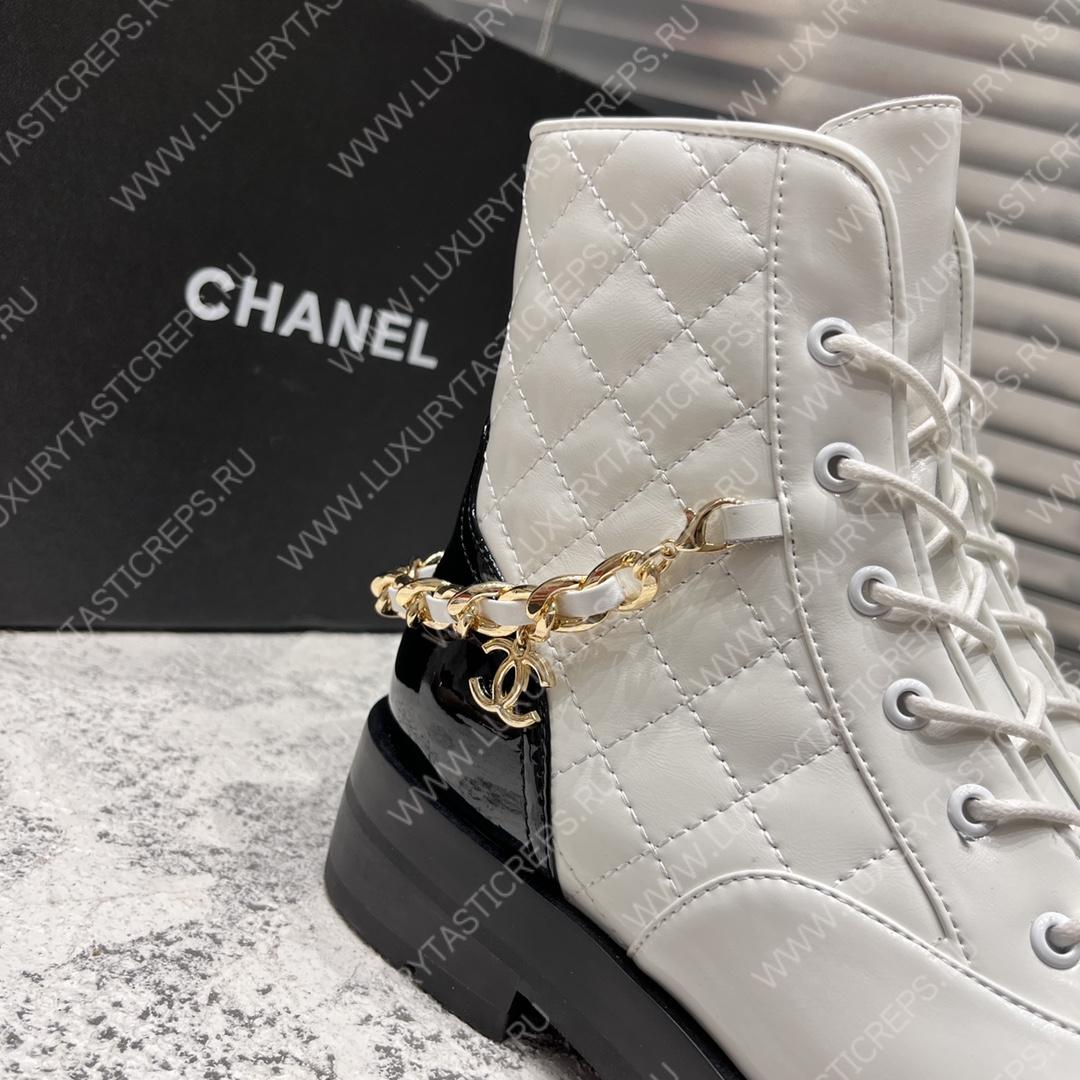 Ch*el short biker boots black and white 1082715