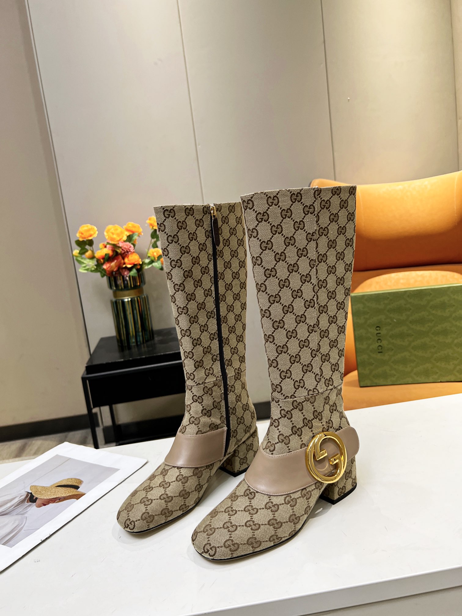 G*u*i women blondie boot beige 678278