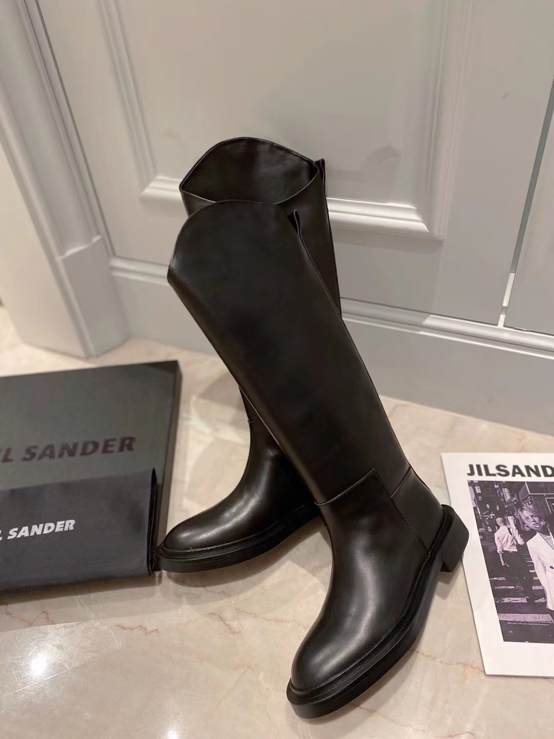 JIL SANDER TAIL RIDING BOOTS BLACK J15WW0020
