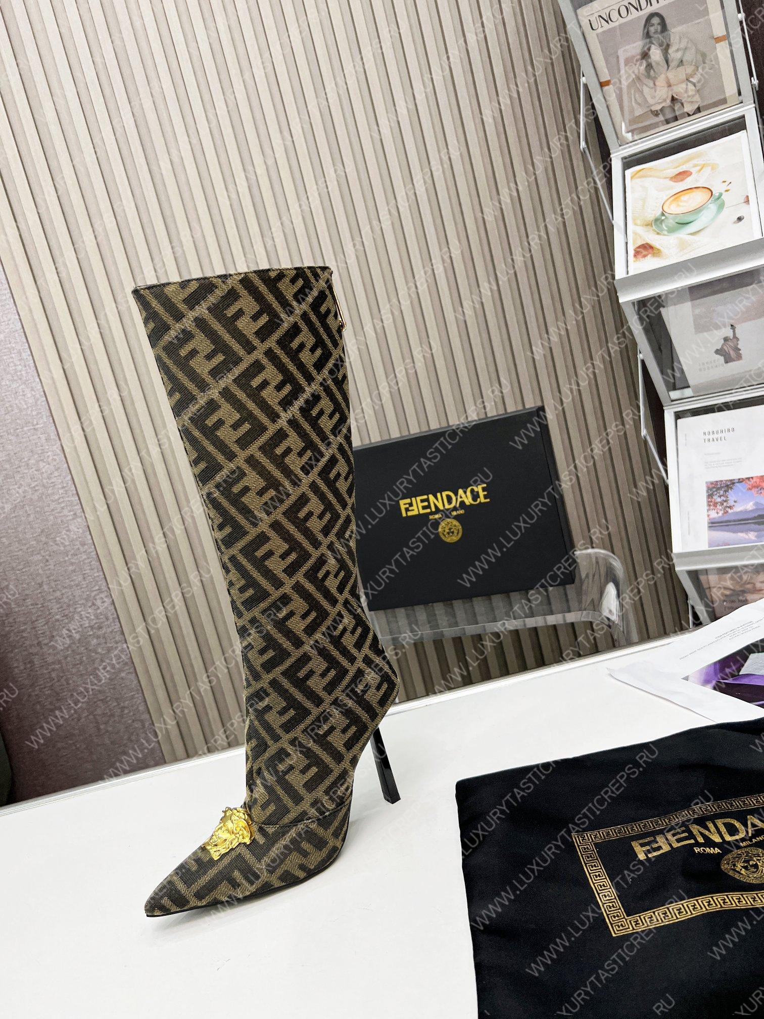 VERSACE FENDACE FF JACQUARD BOOTS GREY 1004496