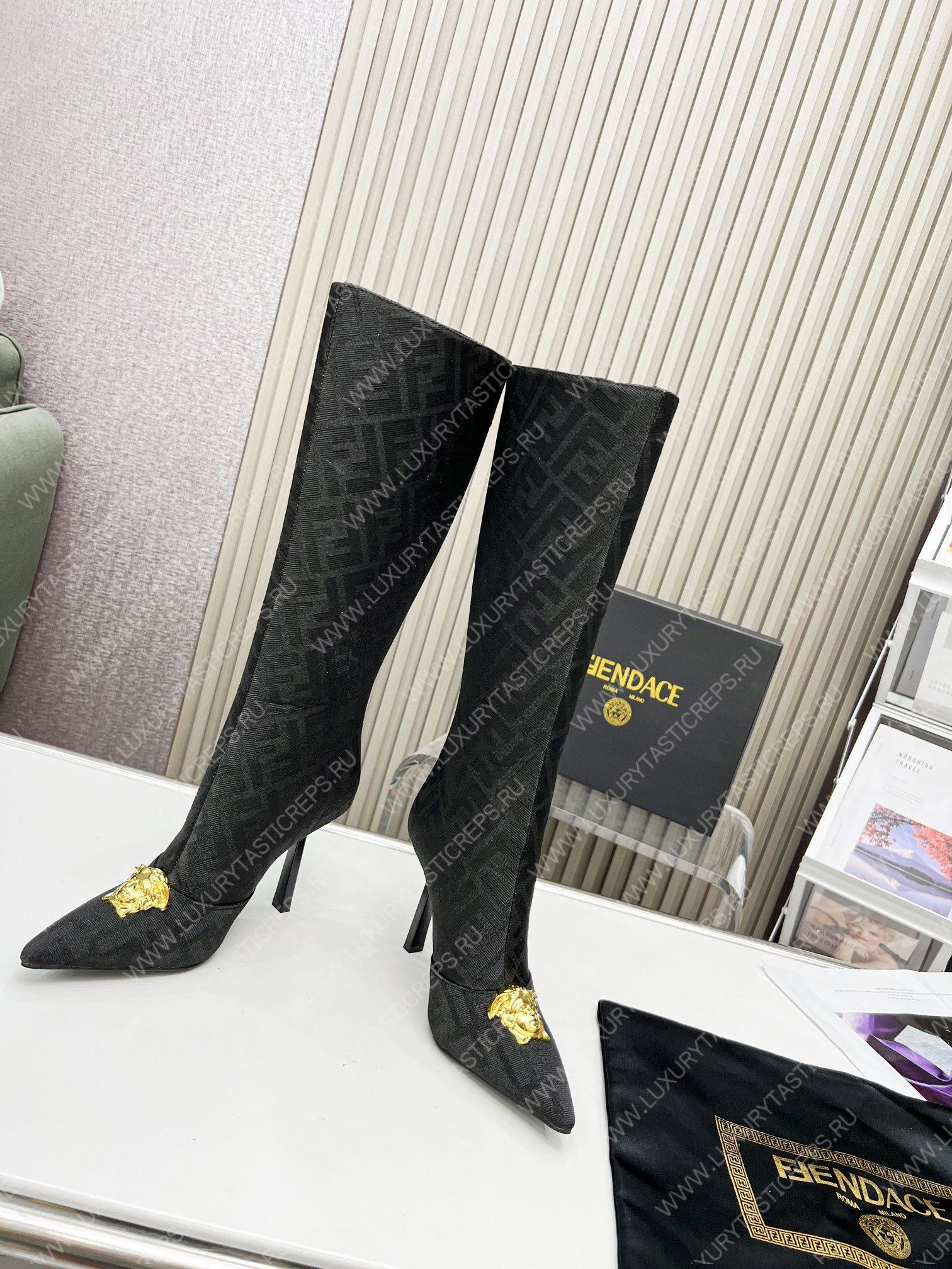 VERSACE FENDACE FF JACQUARD BOOTS BLACK 1004496