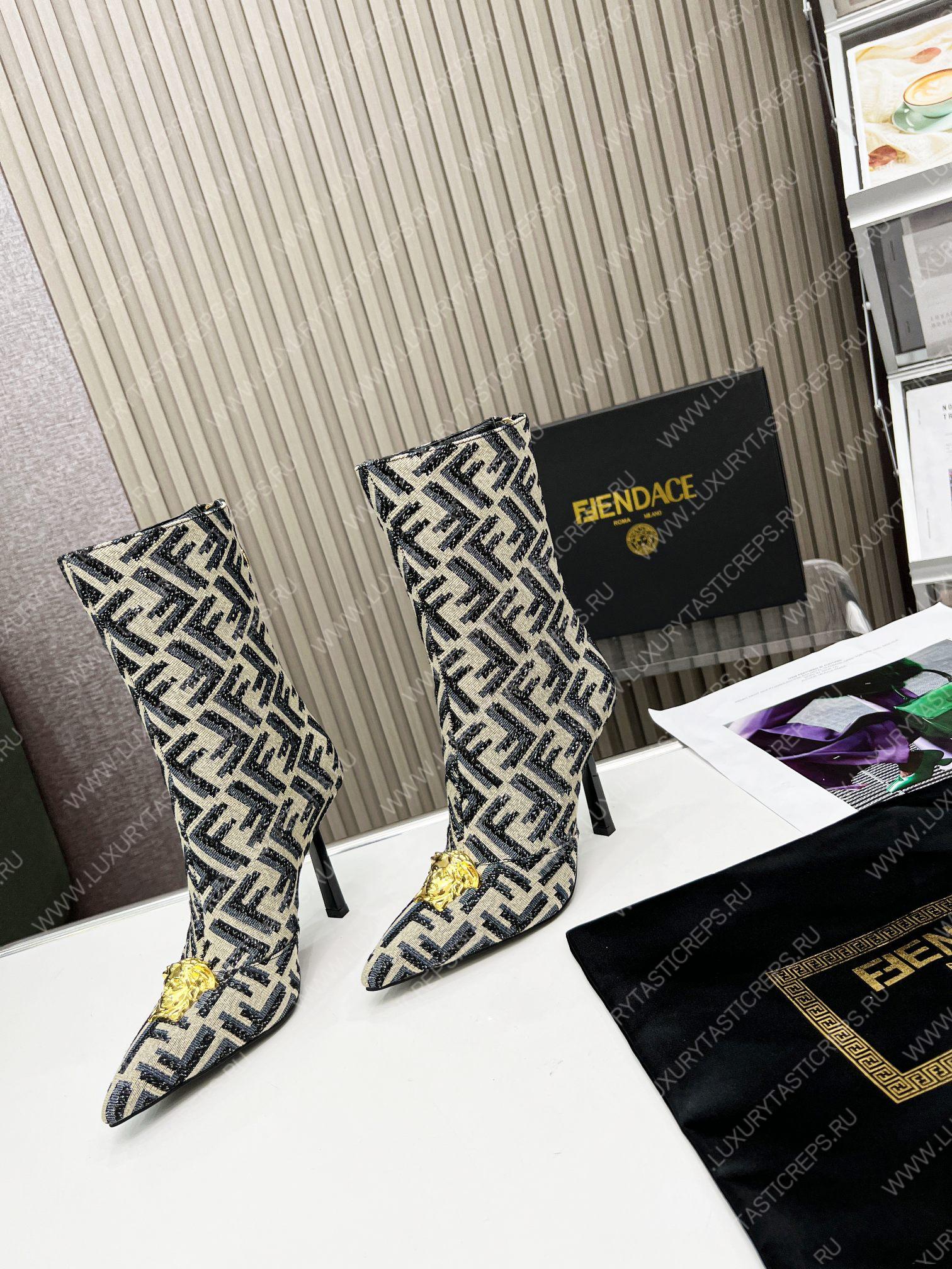 VERSACE FENDACE FF JACQUARD BOOTS MULTICOLOR 1004496