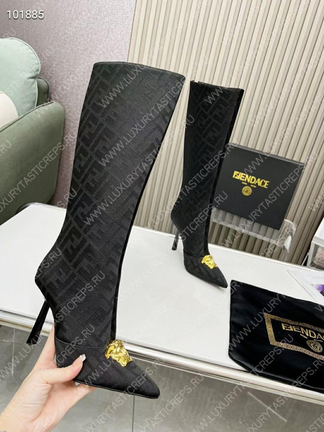 VERSACE FENDACE FF JACQUARD BOOTS BLACK 1004496