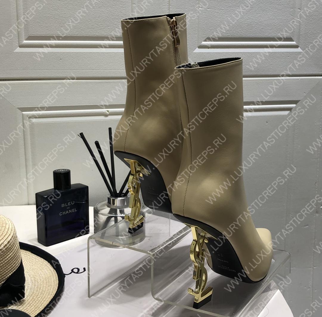 YVES SAINT LAURENT HEELED ANKLE BOOTS LIGHT BEIGE 693133