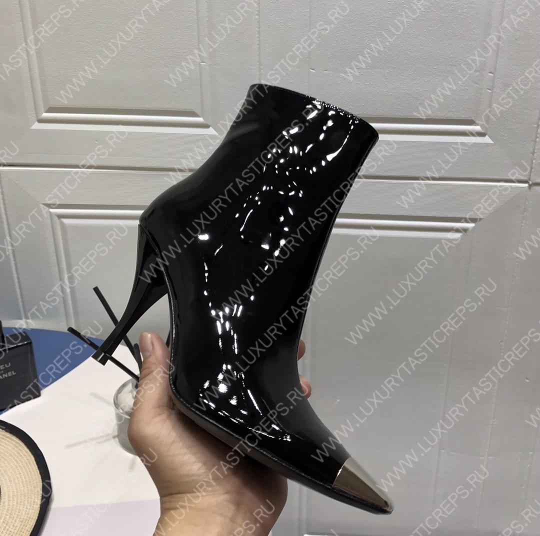 YVES SAINT LAURENT HEELED ANKLE BOOTS BLACK CALF LEATHER 14-FL7ALD