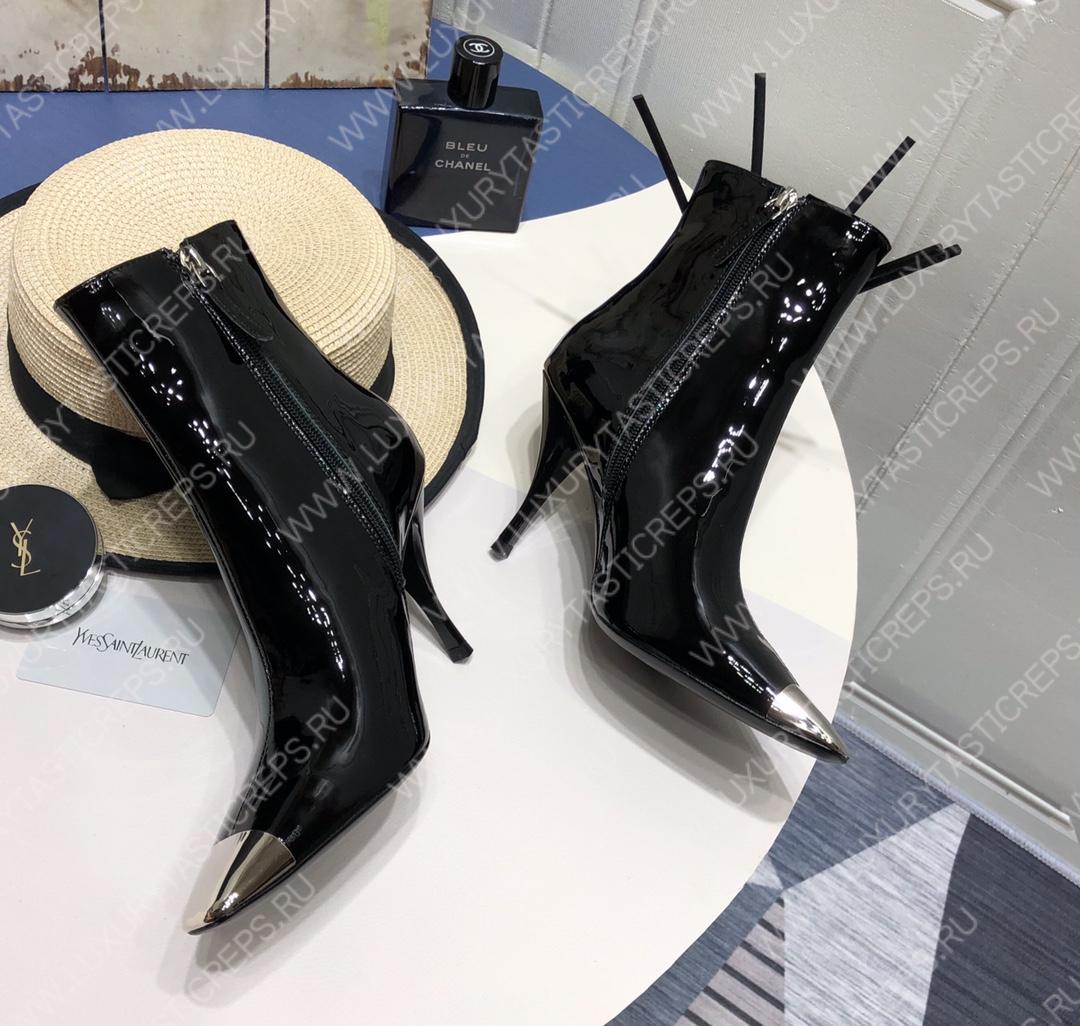 YVES SAINT LAURENT HEELED ANKLE BOOTS BLACK CALF LEATHER 14-FL7ALD