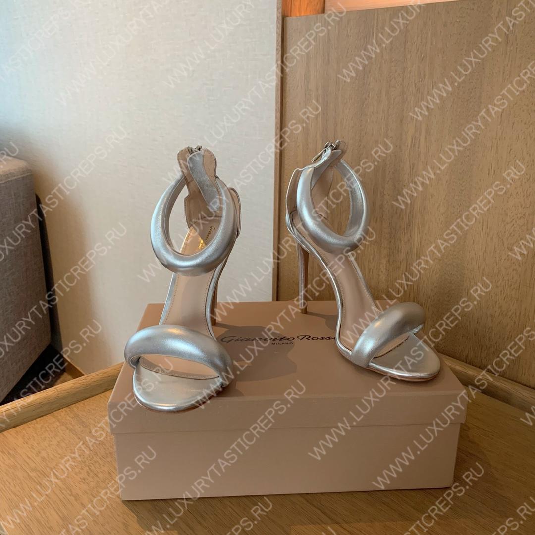 GIANVITO ROSSI BIJOUX NAPPA SANDAL SILVER G61635