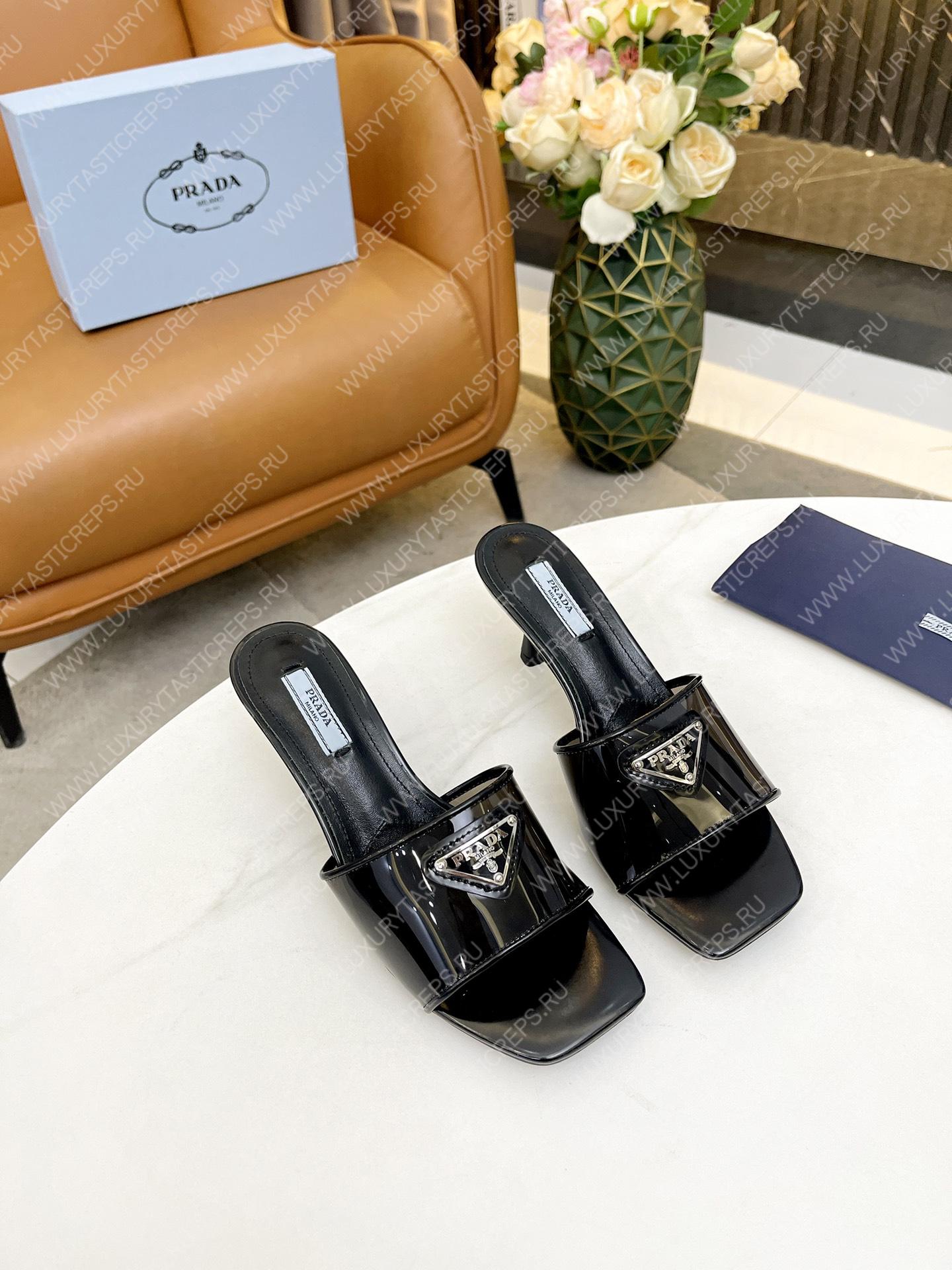 Pra*a plexiglas and patent leather sandals black 1xx644