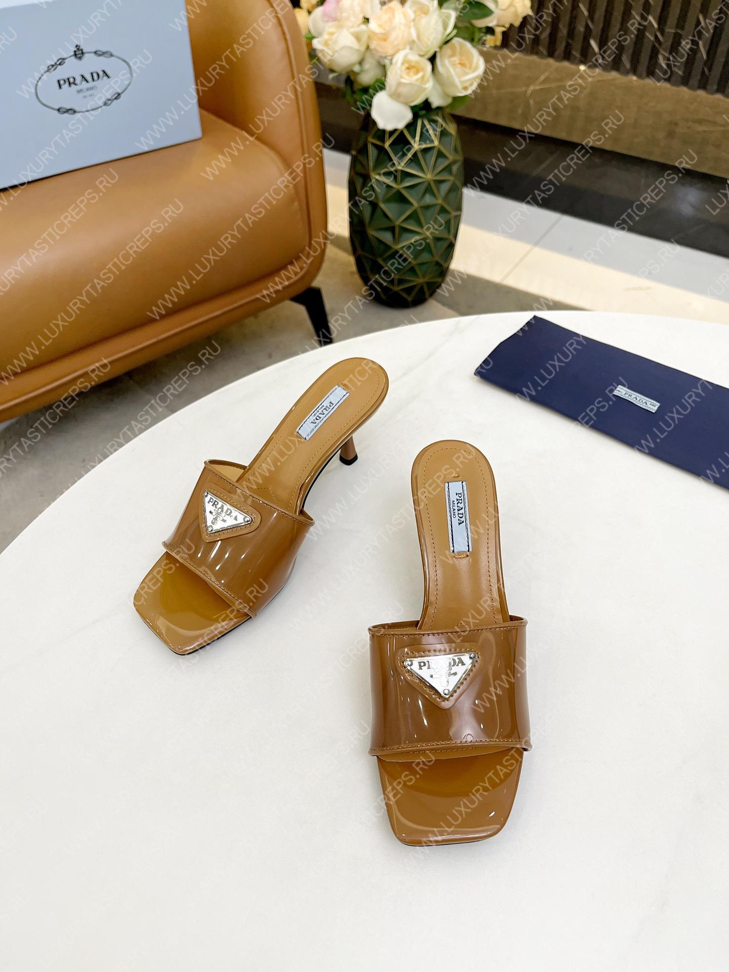 Pra*a plexiglas & patent leather sandals brown 1xx644