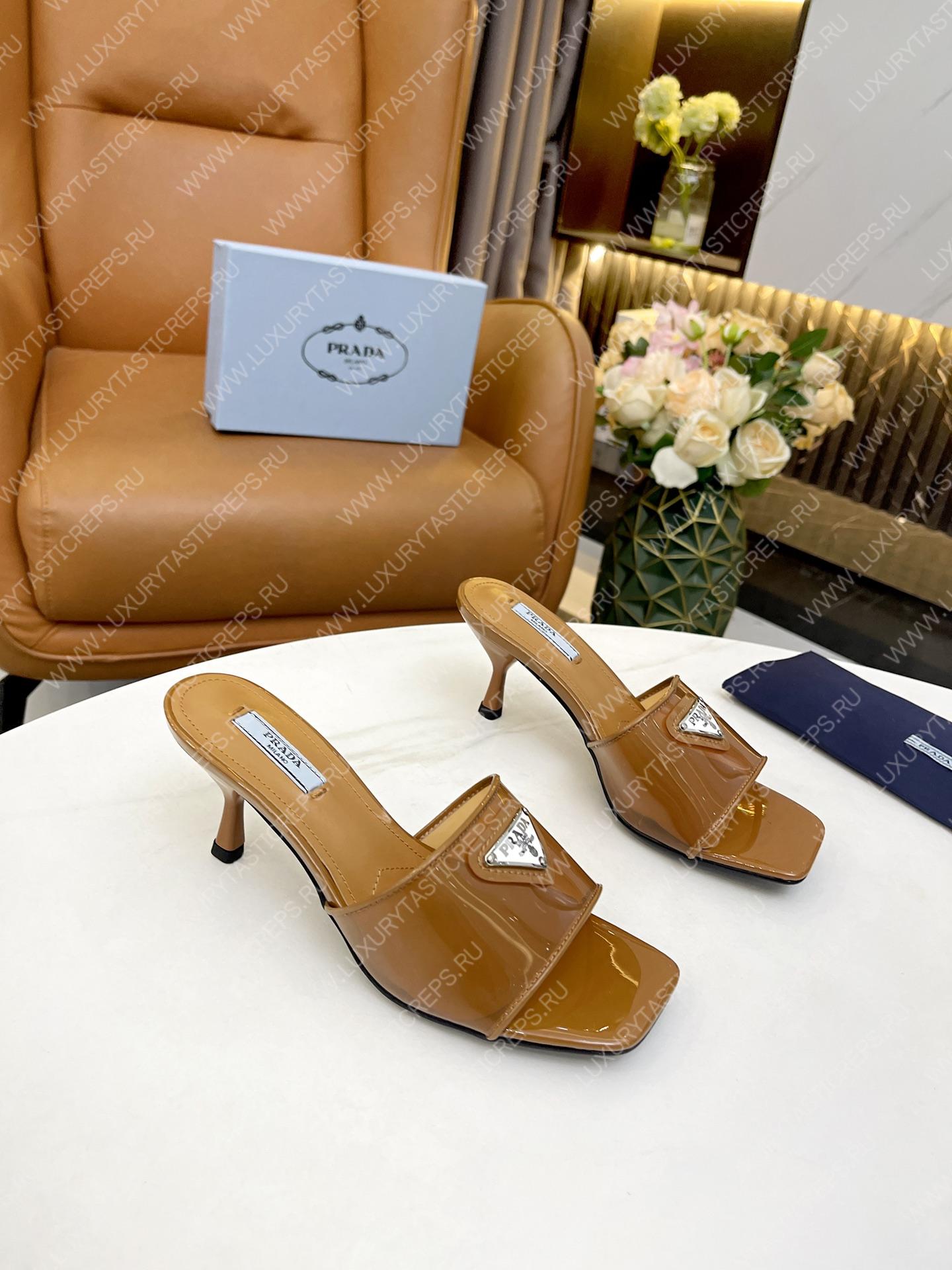 Pra*a plexiglas & patent leather sandals brown 1xx644