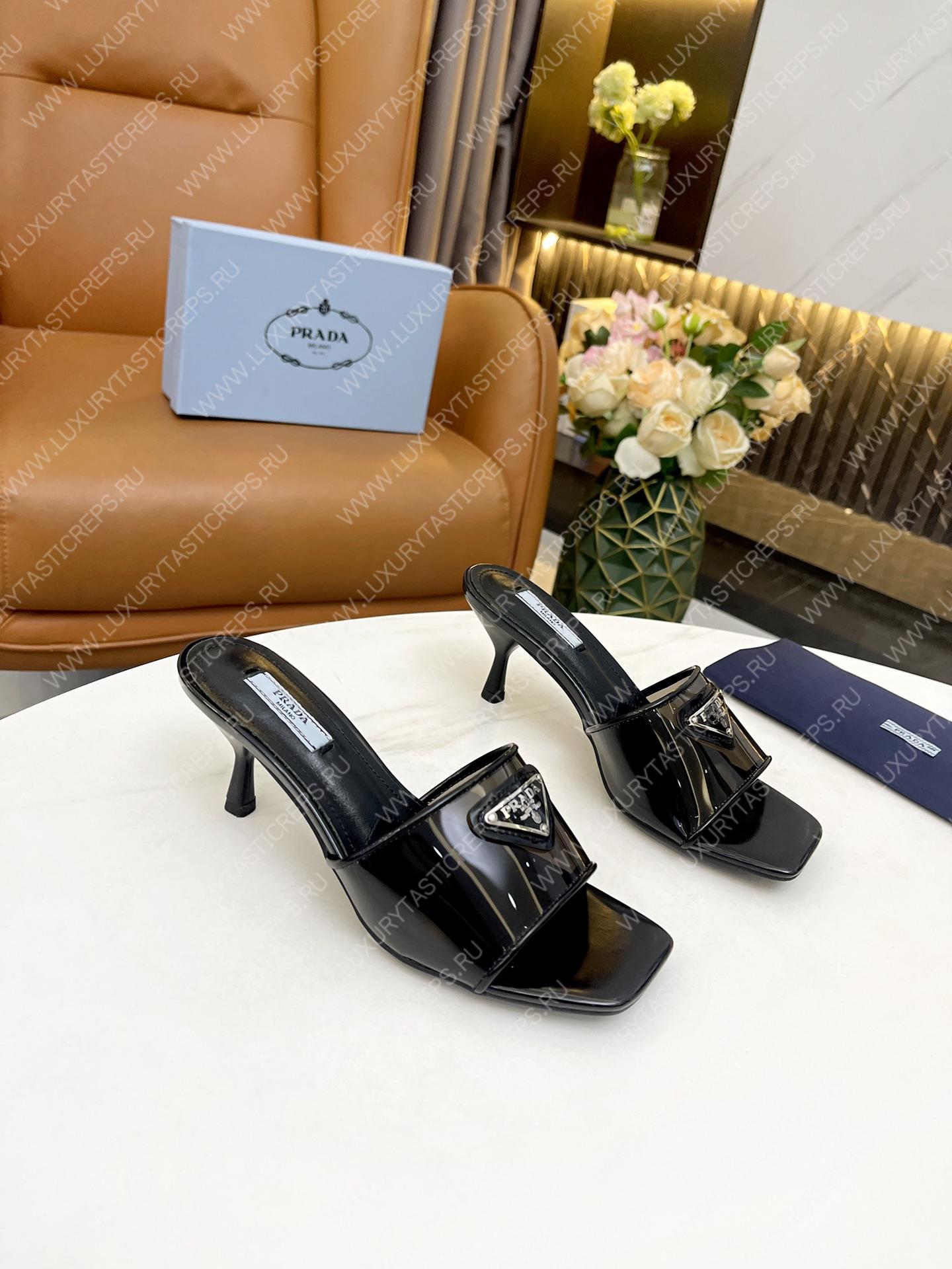 Pra*a plexiglas & patent leather sandals black 1xx644