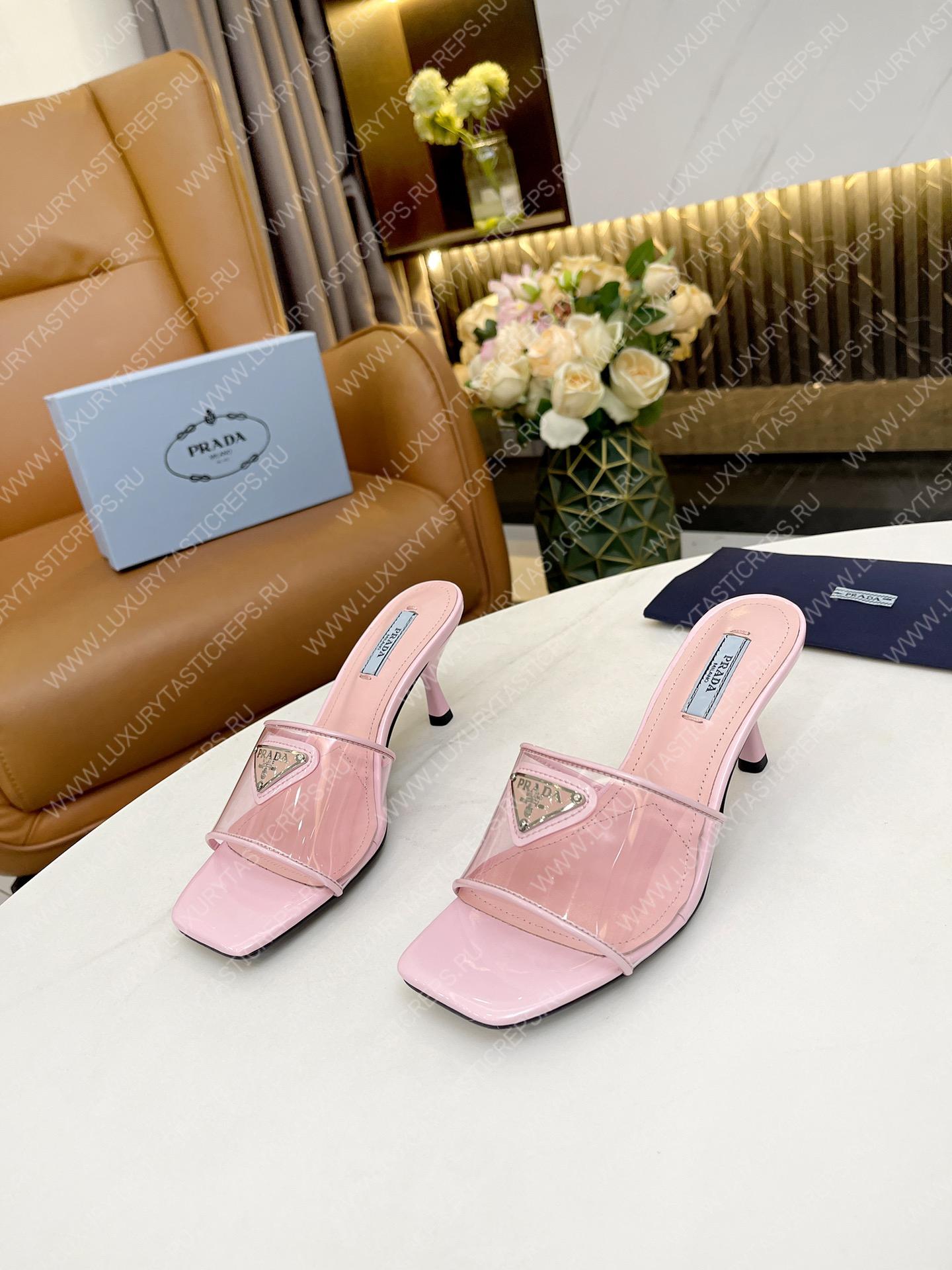 Pra*a plexiglas and patent leather sandals light pink 1xx644