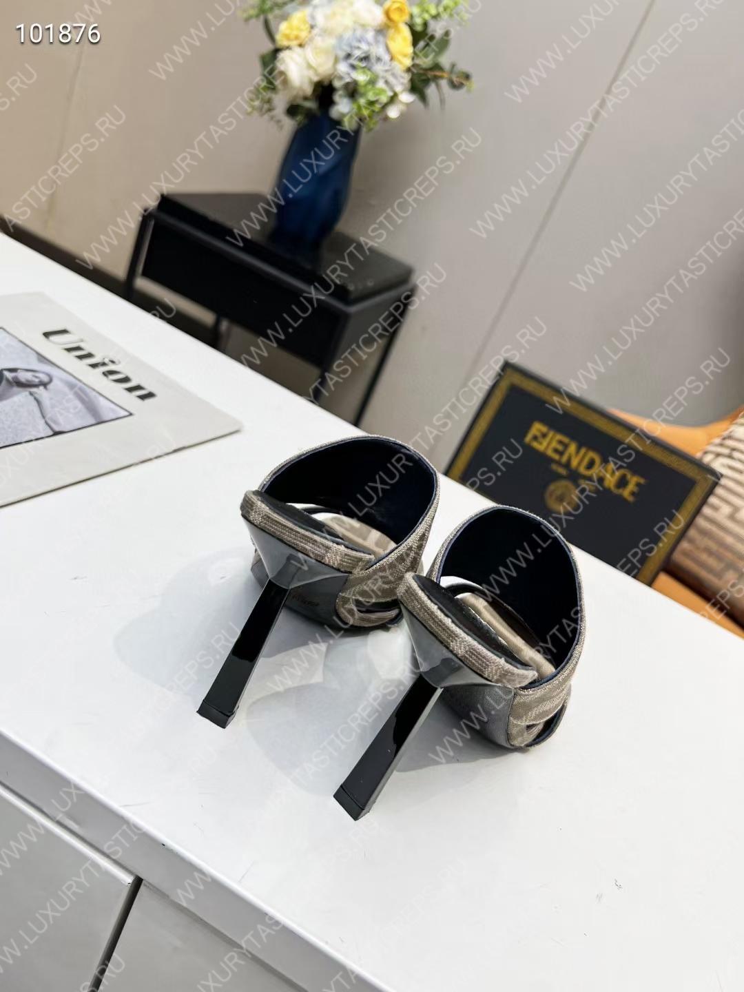VERSACE FENDACE FF JACQUARD MULES BEIGE 1005157