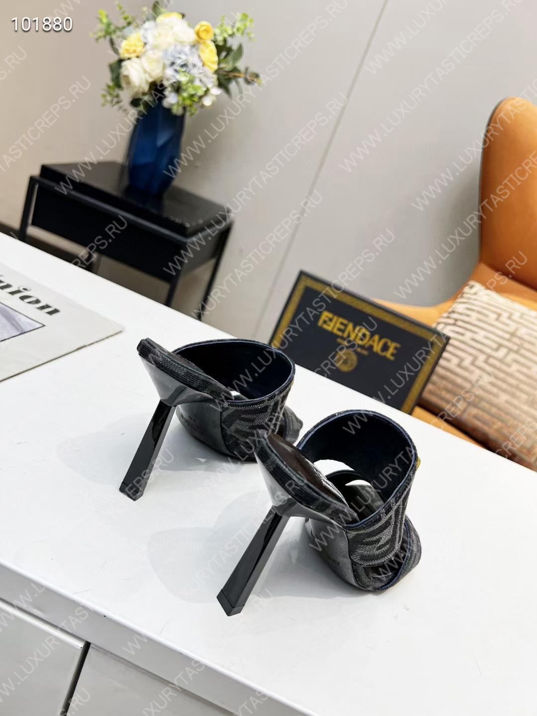 VERSACE FENDACE FF JACQUARD MULES BLACK 1005157