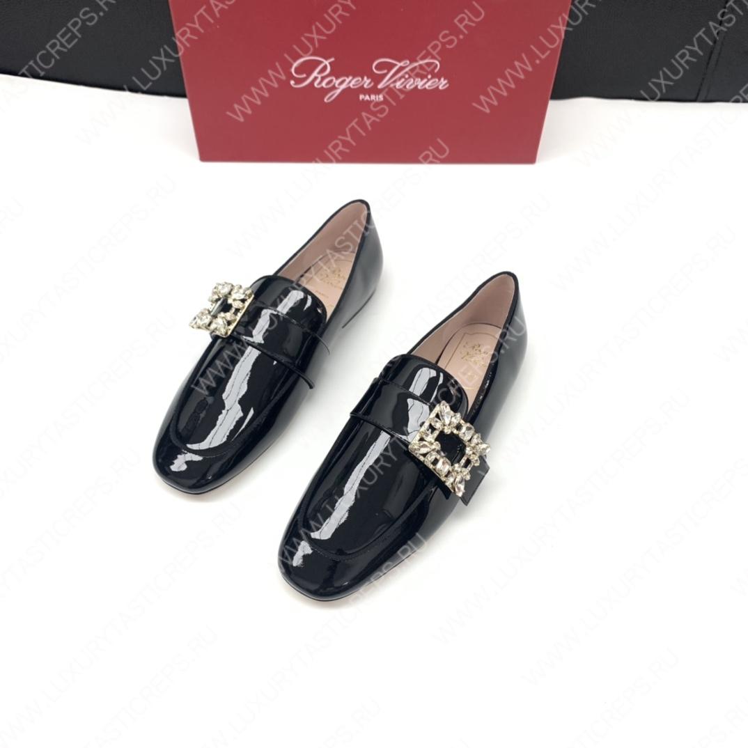 ROGER VIVIER MINI BROCHE BUCKLE LOAFERS BLACK RVW6343
