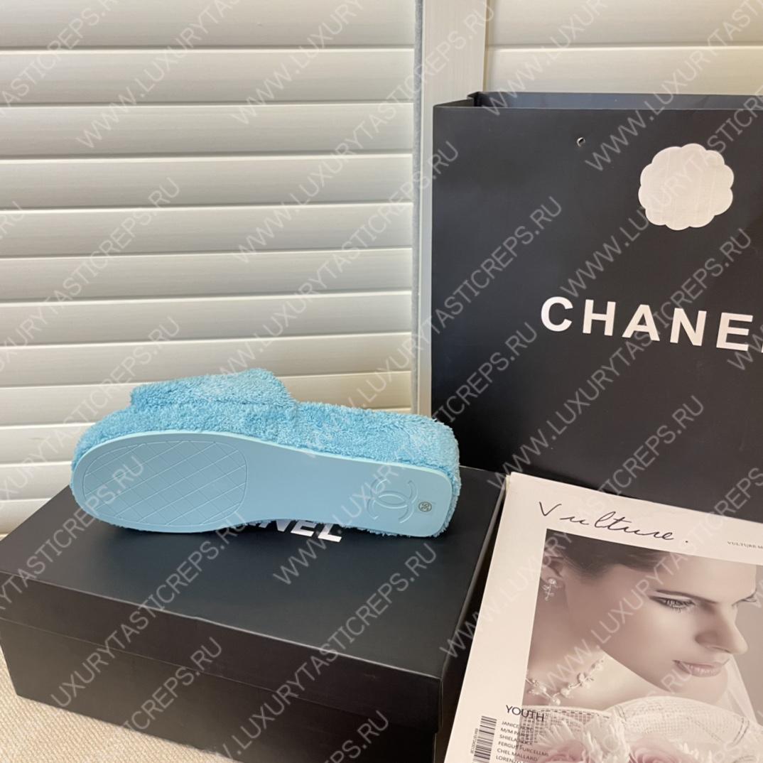 Ch*el cc flat mules terrycloth arctic 1027287