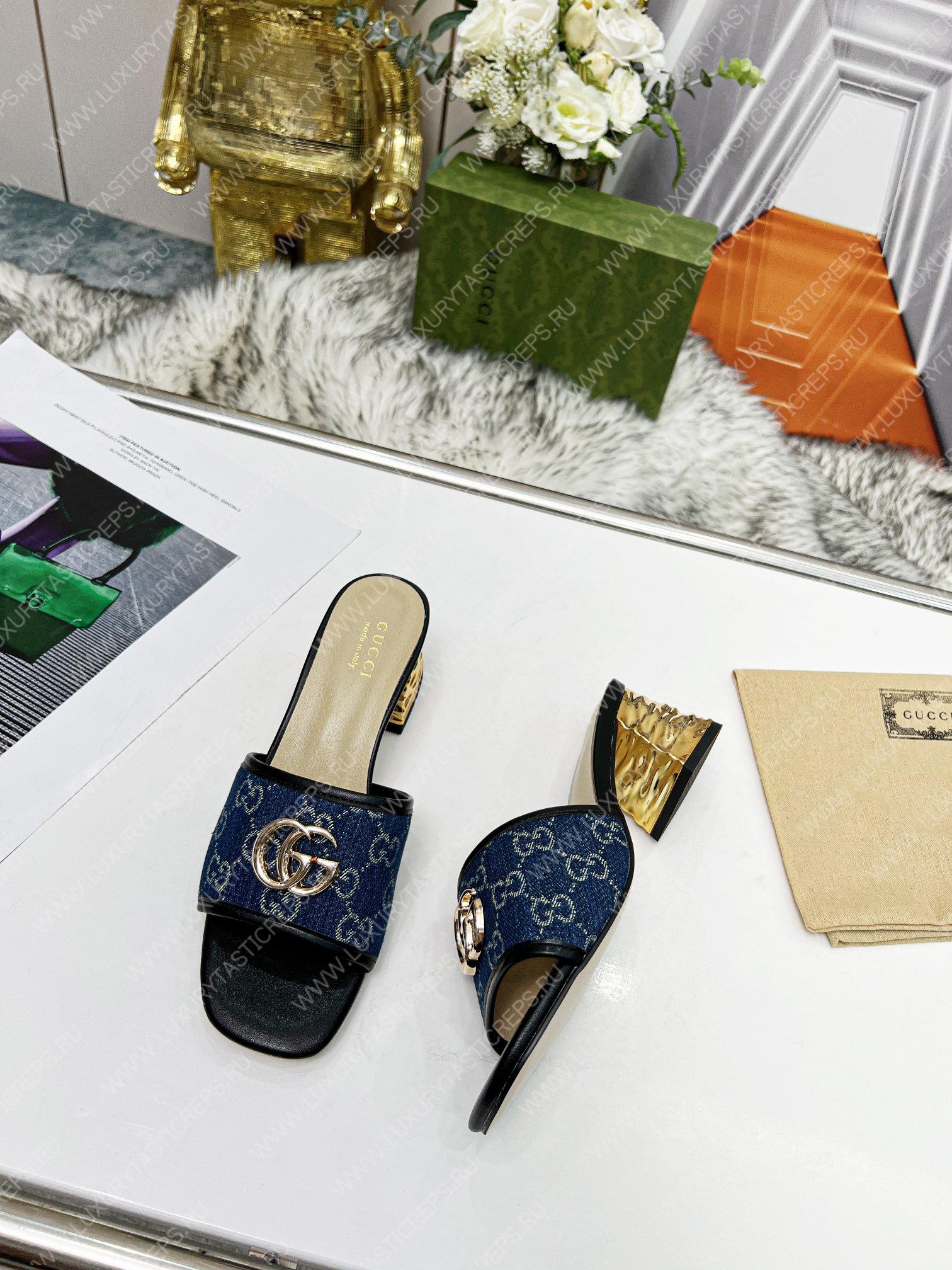 G*u*i jolie gg sup*e canvas and rubber slides blue 1473721