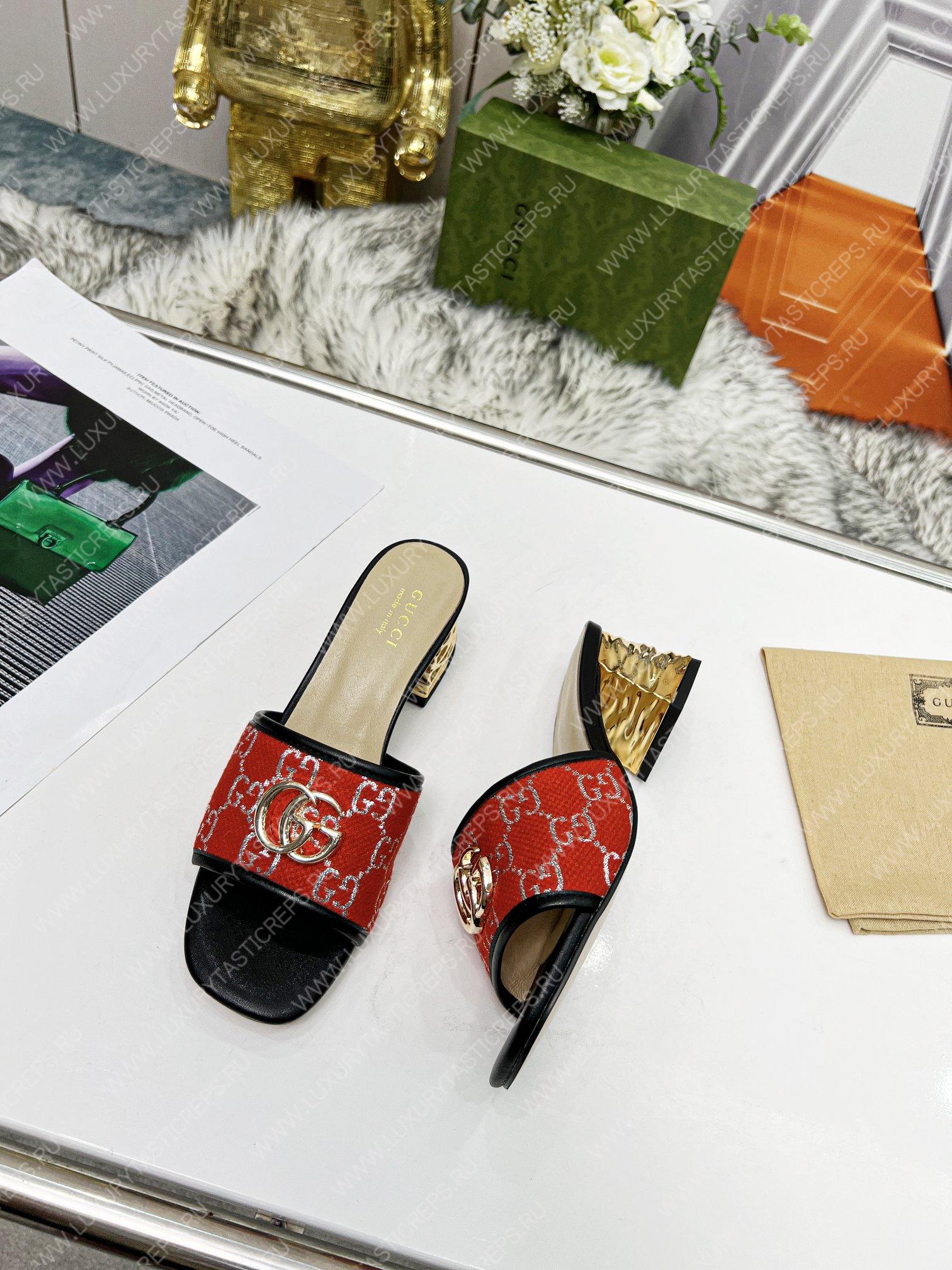G*u*i jolie gg sup*e canvas and rubber slides red 1473721