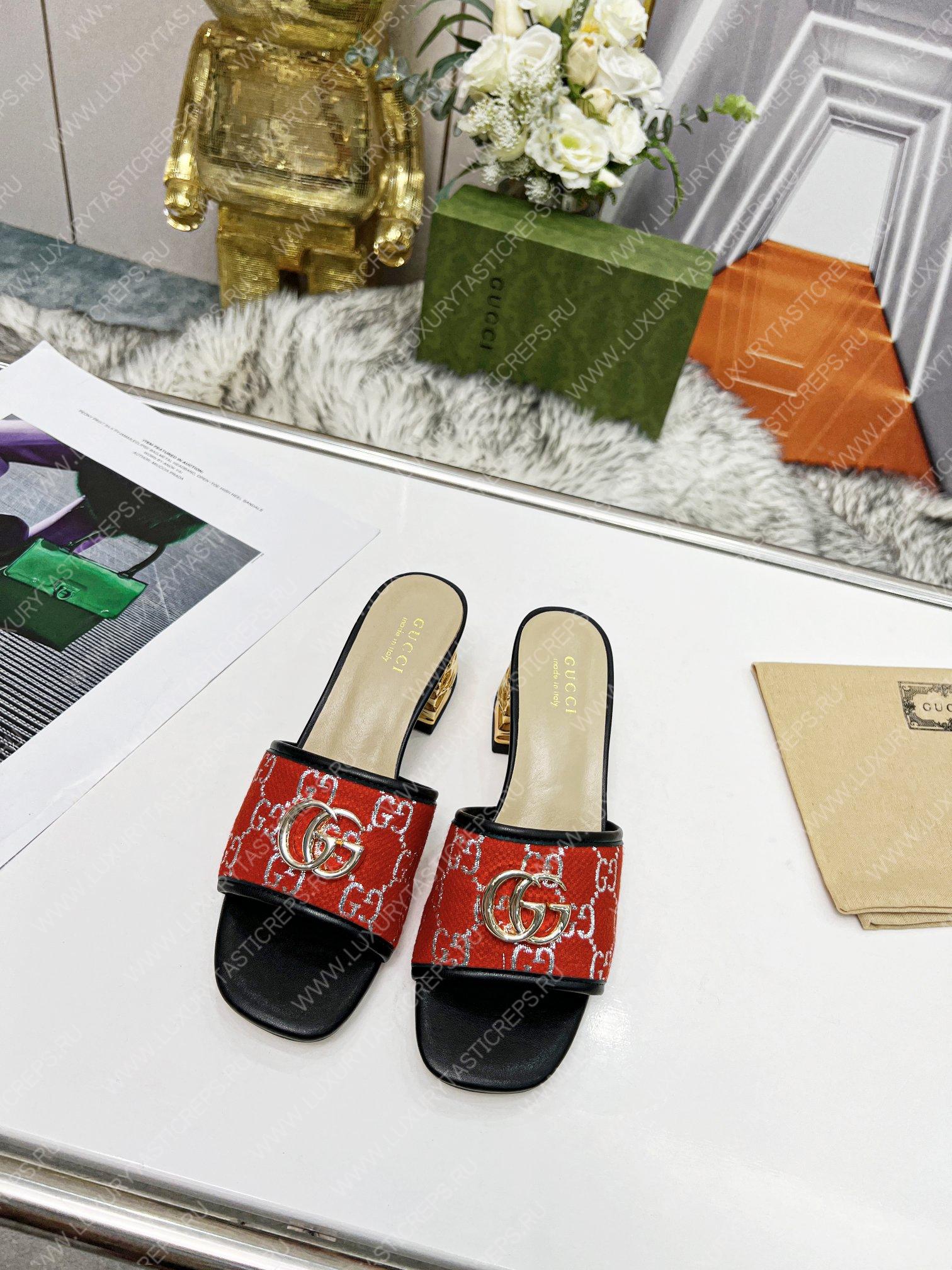 G*u*i jolie gg sup*e canvas and rubber slides red 1473721