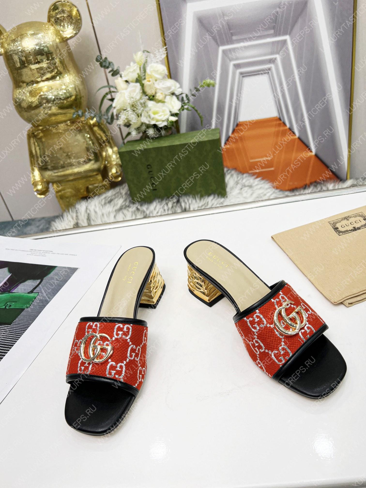 G*u*i jolie gg sup*e canvas and rubber slides red 1473721