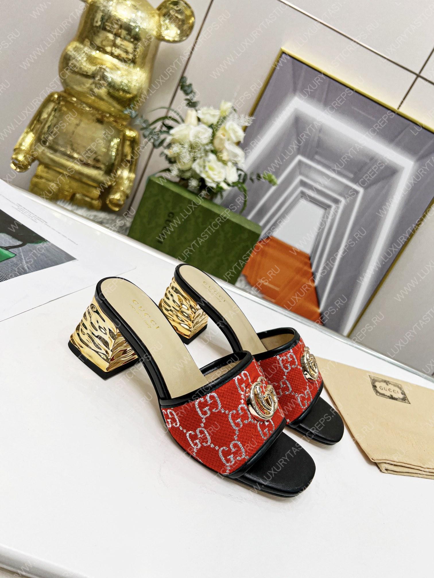 G*u*i jolie gg sup*e canvas and rubber slides red 1473721