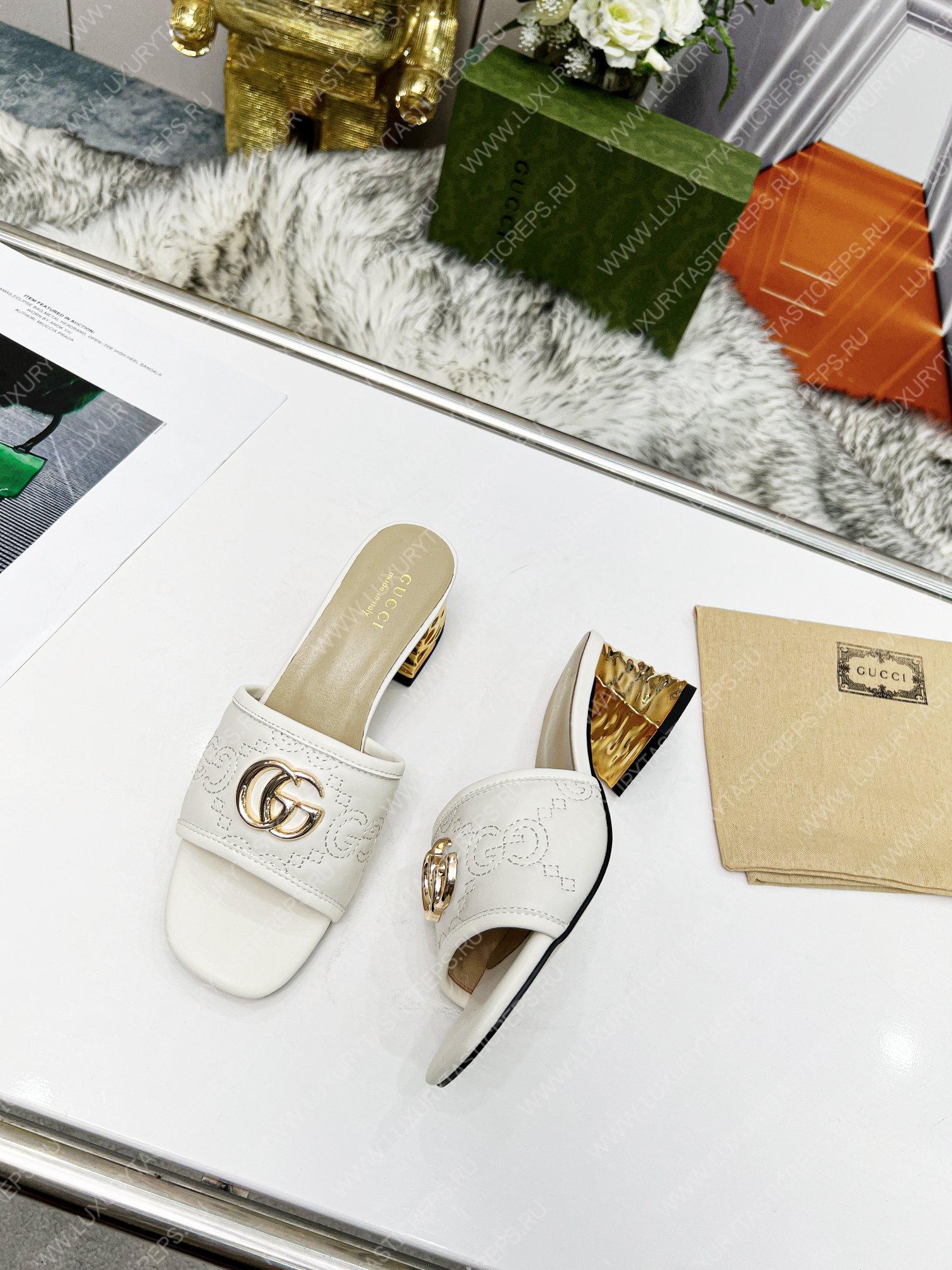 G*u*i jolie gg sup*e canvas and rubber slides white 1473721