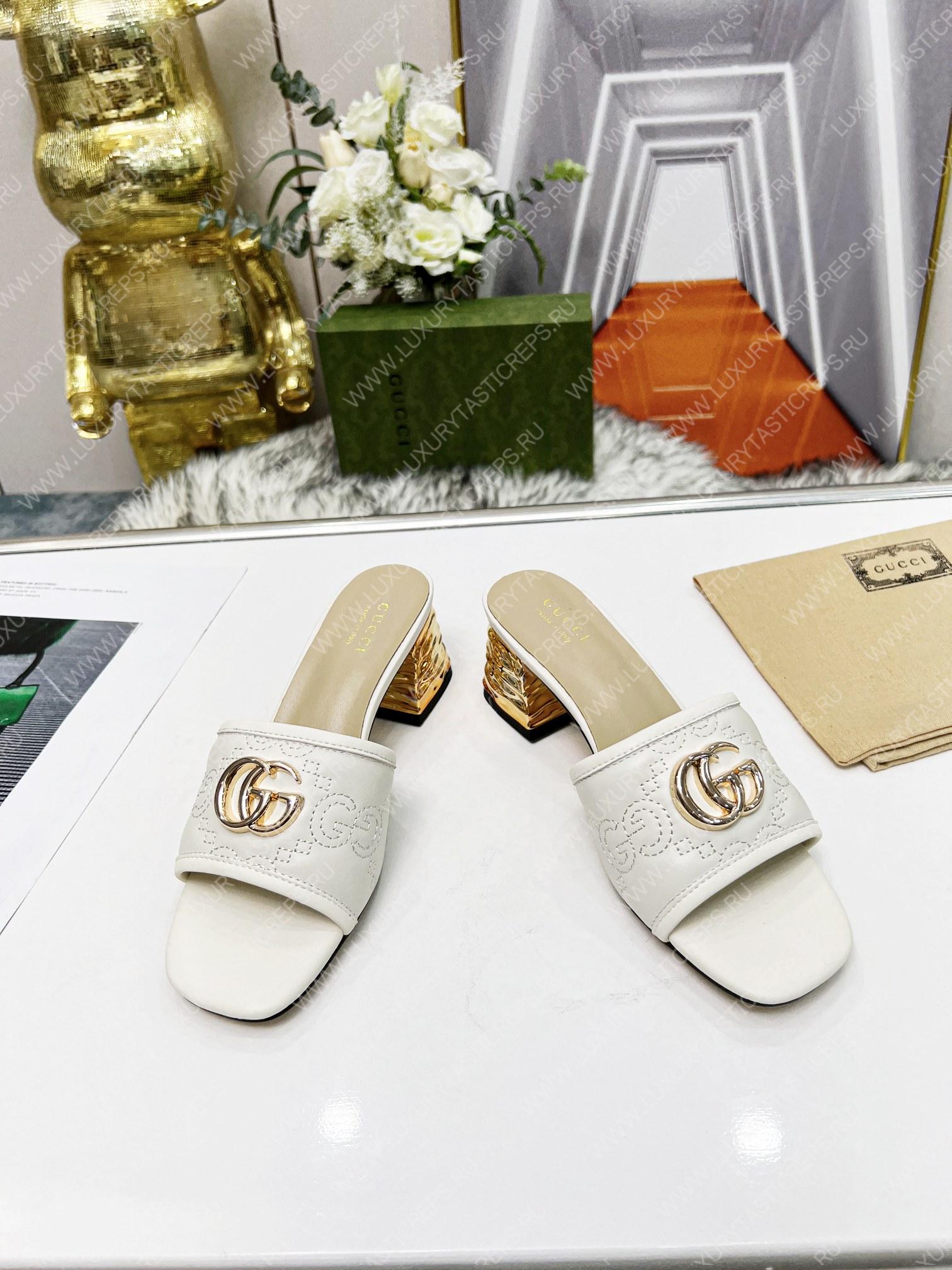 G*u*i jolie gg sup*e canvas and rubber slides white 1473721