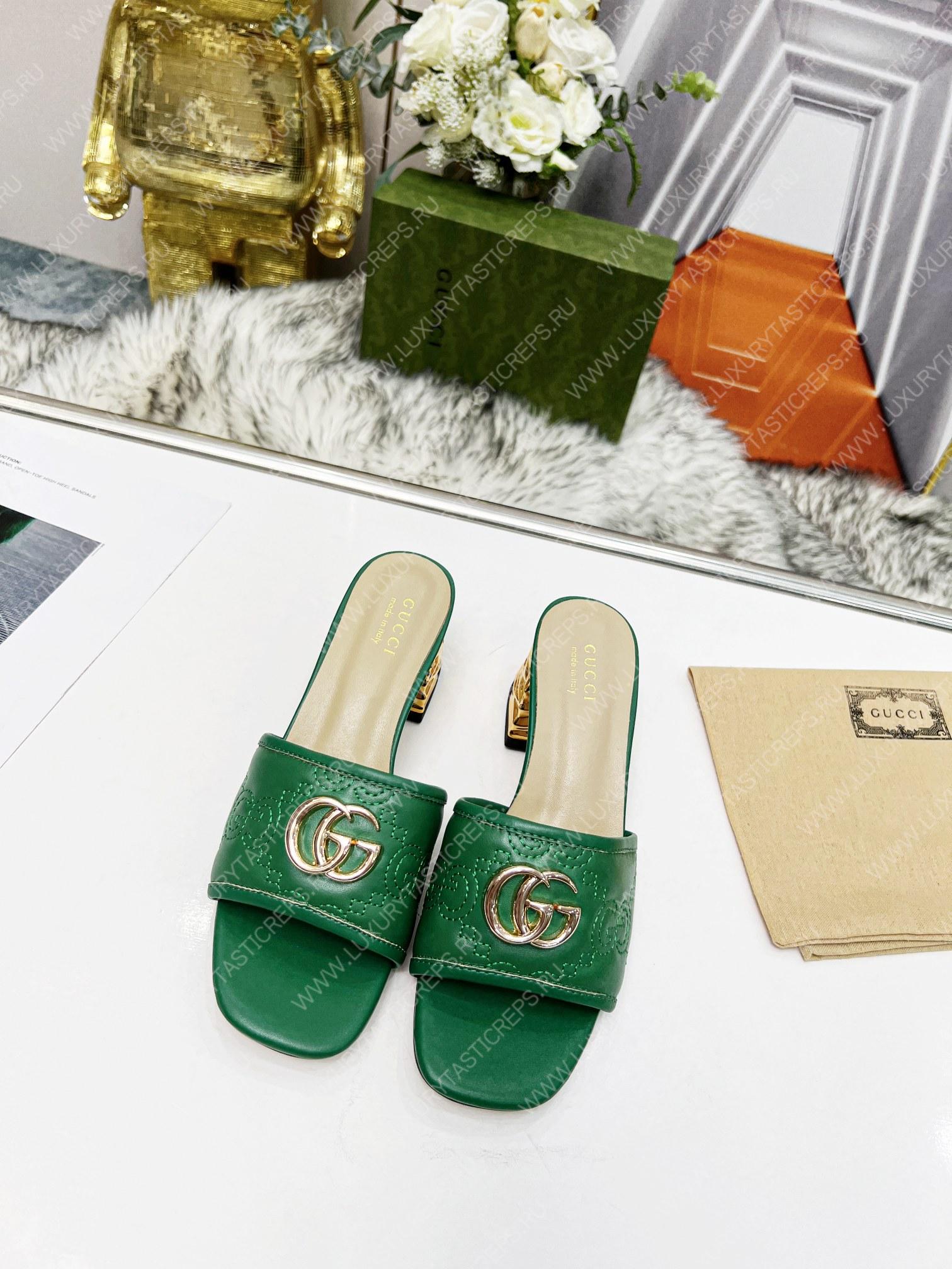 G*u*i jolie gg sup*e canvas and rubber slides green 1473721