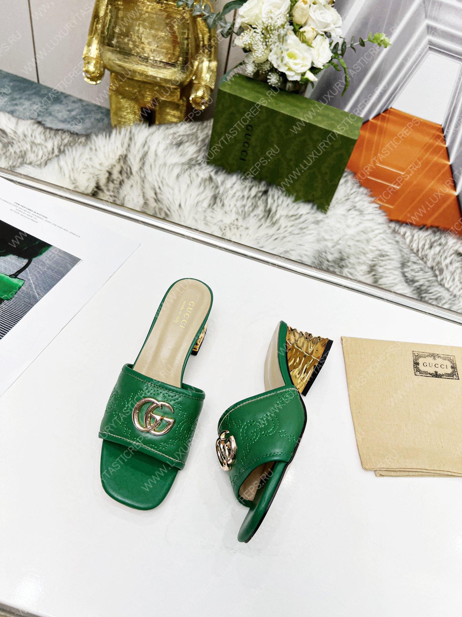 G*u*i jolie gg sup*e canvas and rubber slides green 1473721